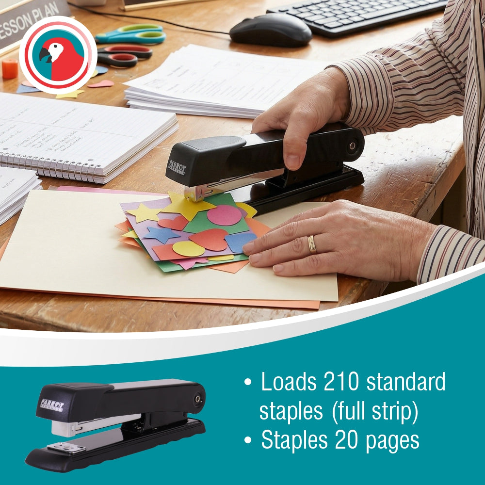 Desktop Large Steel Stapler 210*(24/6 26/6) Black 20 Pages