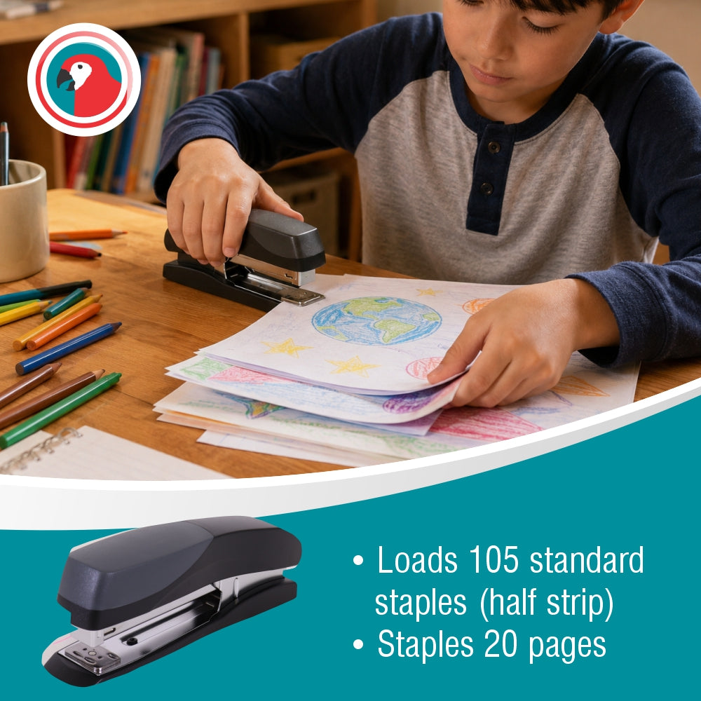 Plastic Medium Desktop Staplers 105*(24/6 26/6) - Black 20 Pages