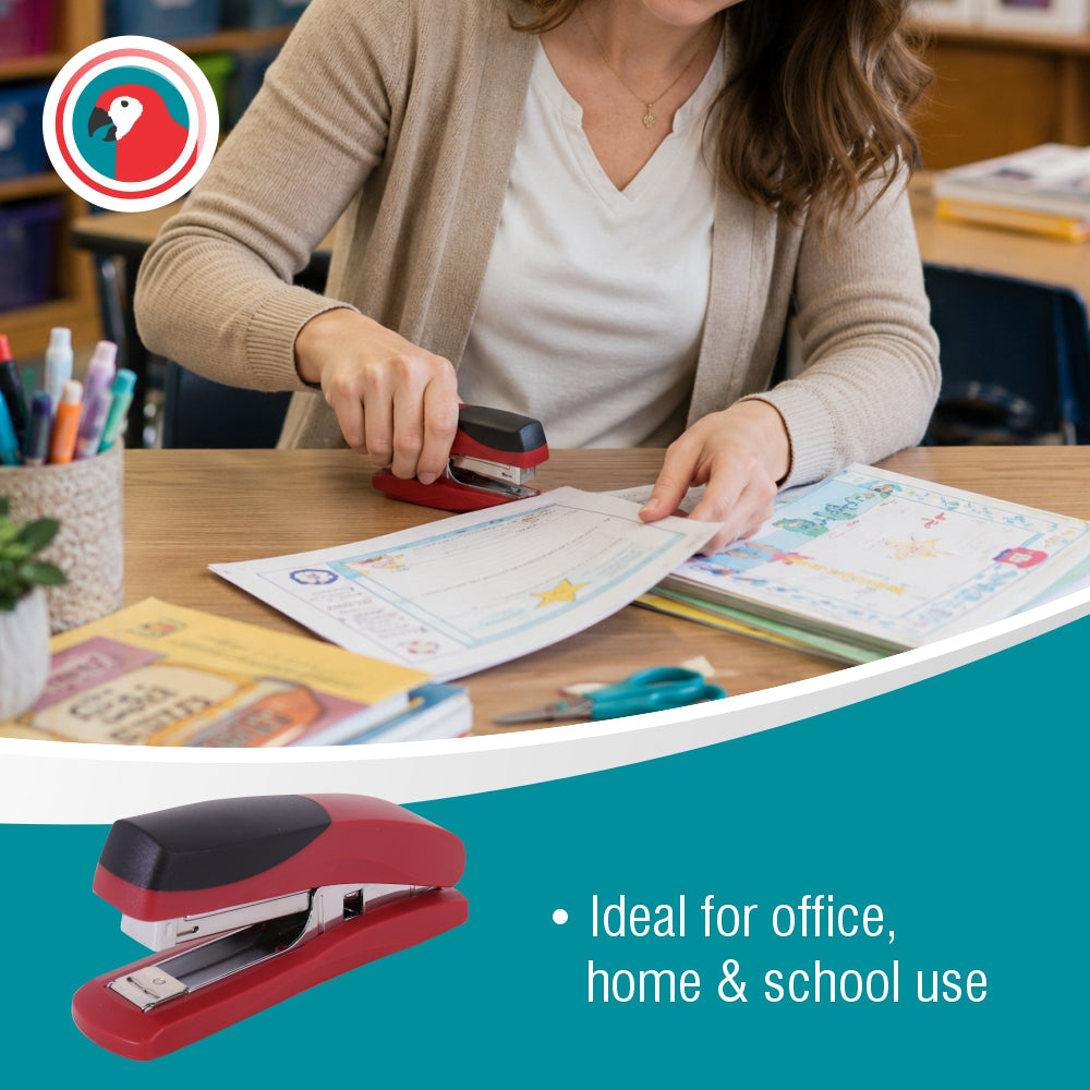 Plastic Medium Desktop Staplers 105*(24/6 26/6) - Red 20 Pages