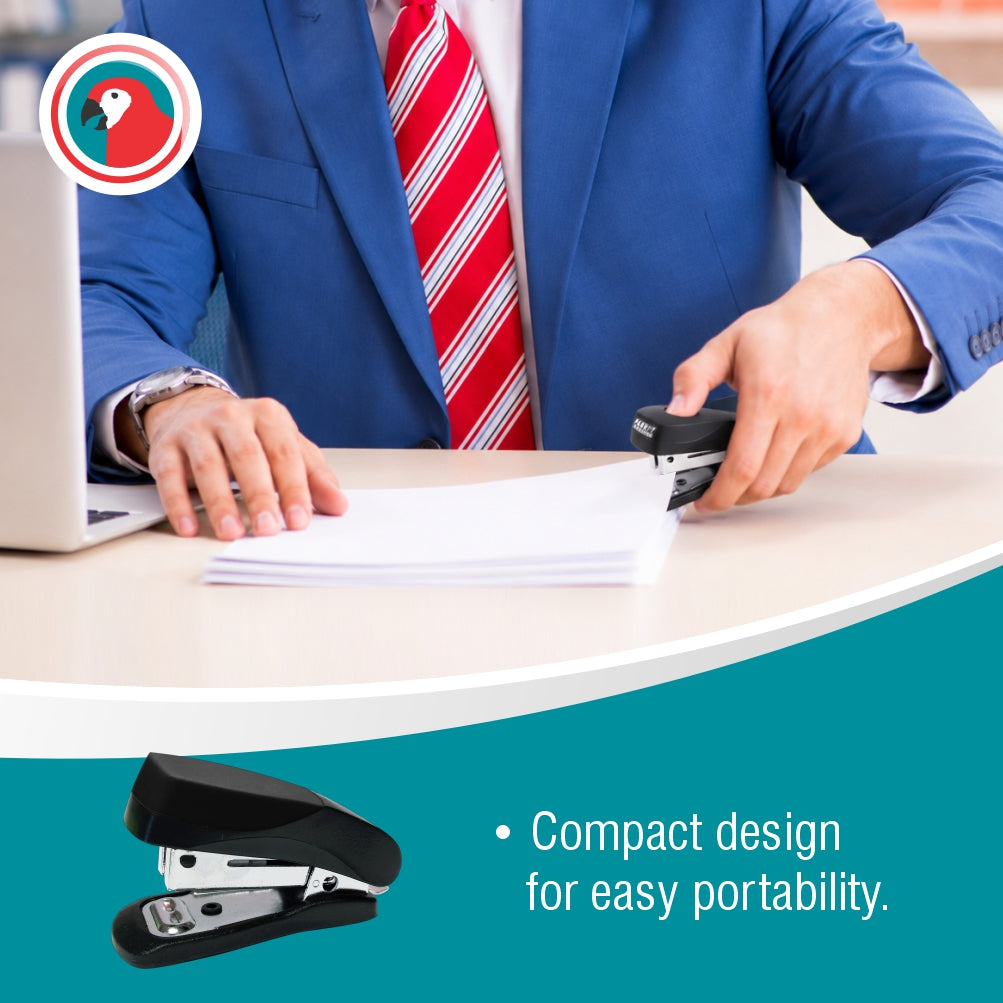 Plastic Mini Stapler (Black) and Staples (1000*26/6)