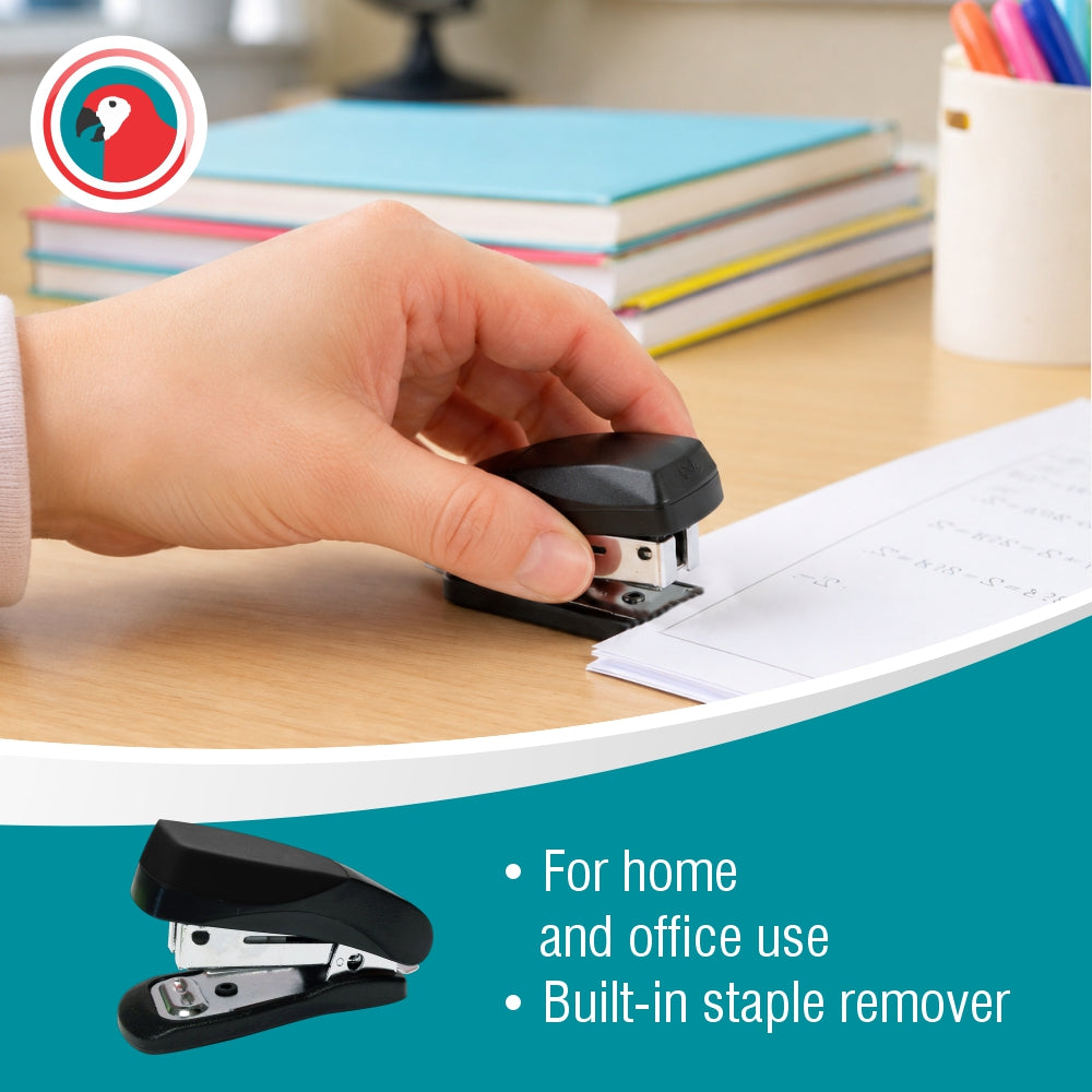 Plastic Mini Stapler (Black) and Staples (1000*26/6)