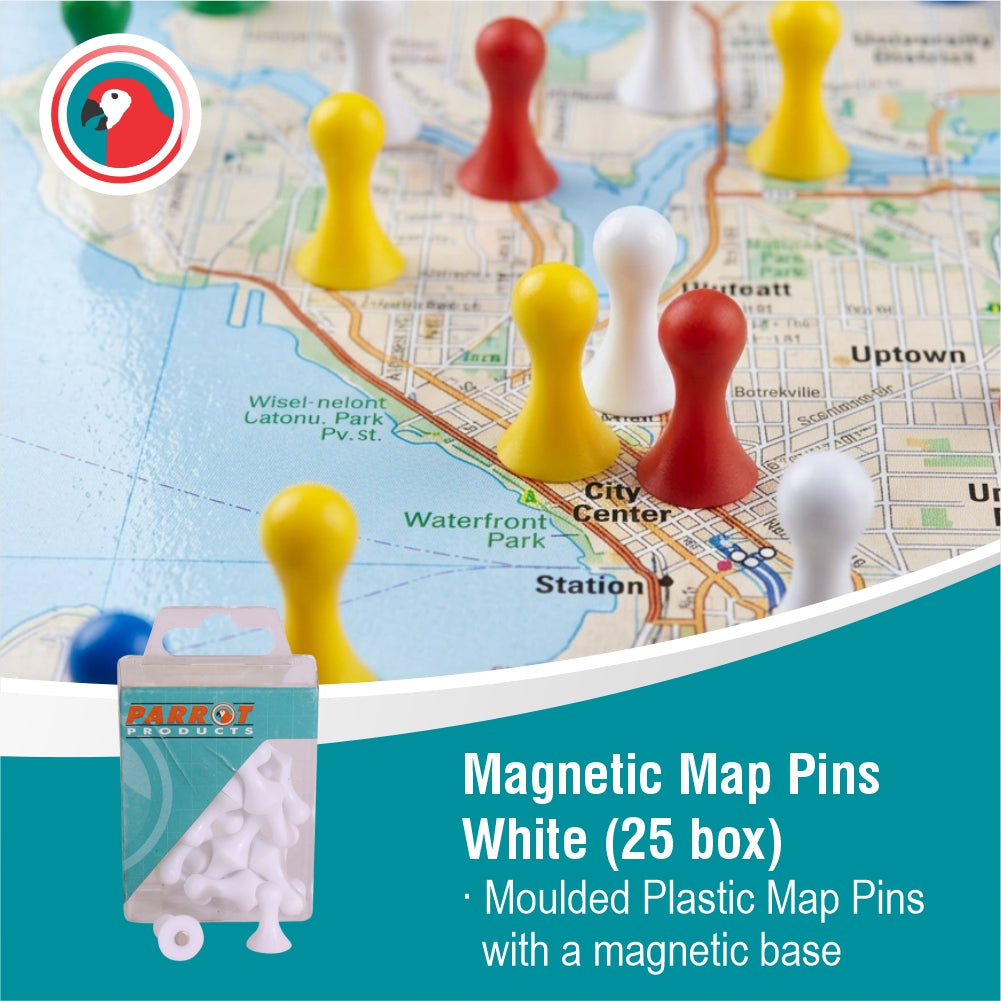 Magnet Map Pins (25 Box - Size:16mm - White)