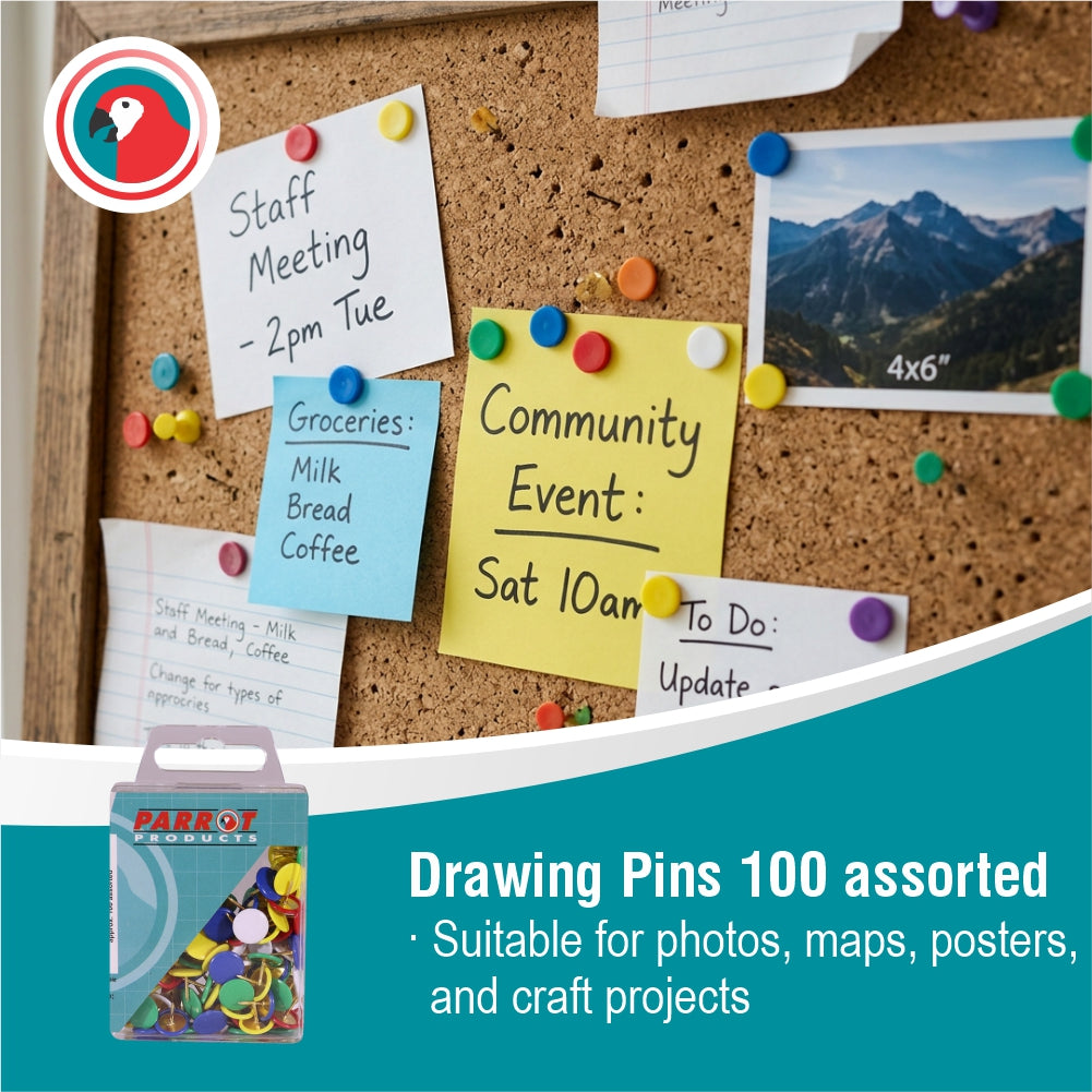 Drawing Pins (Boxed Pack 100 - Assorted)