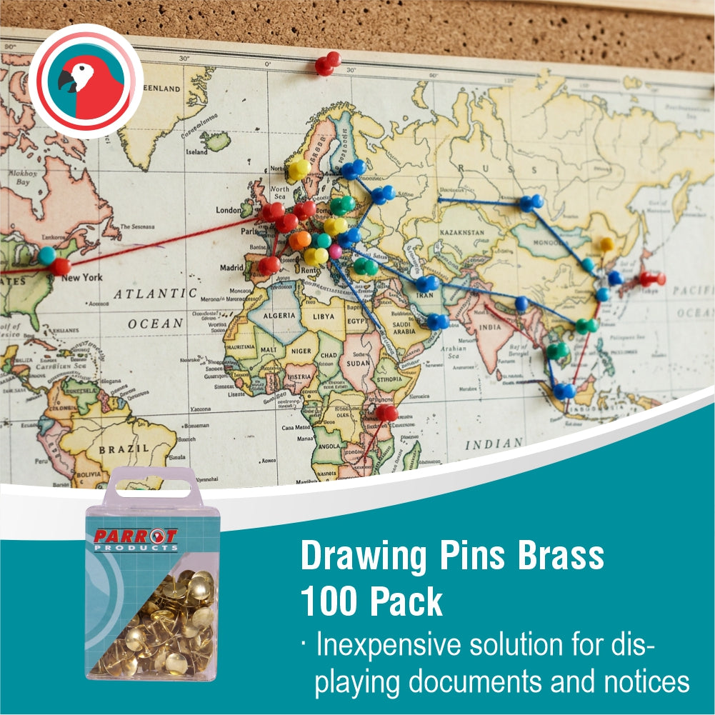 Drawing Pins Brass (Boxed Pack 100)