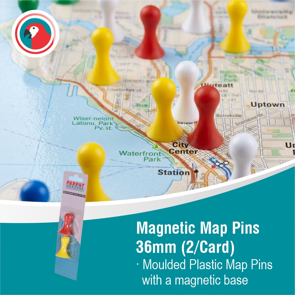 Magnetic Map Pins (2 Per Card - Assorted - Size: 36mm)