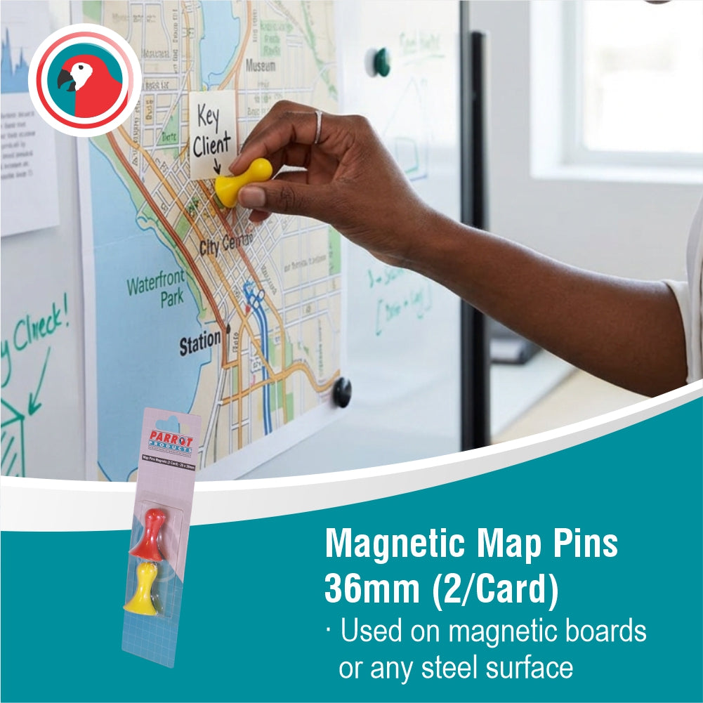 Magnetic Map Pins (2 Per Card - Assorted - Size: 36mm)
