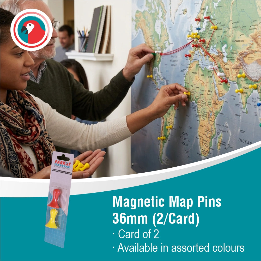 Magnetic Map Pins (2 Per Card - Assorted - Size: 36mm)