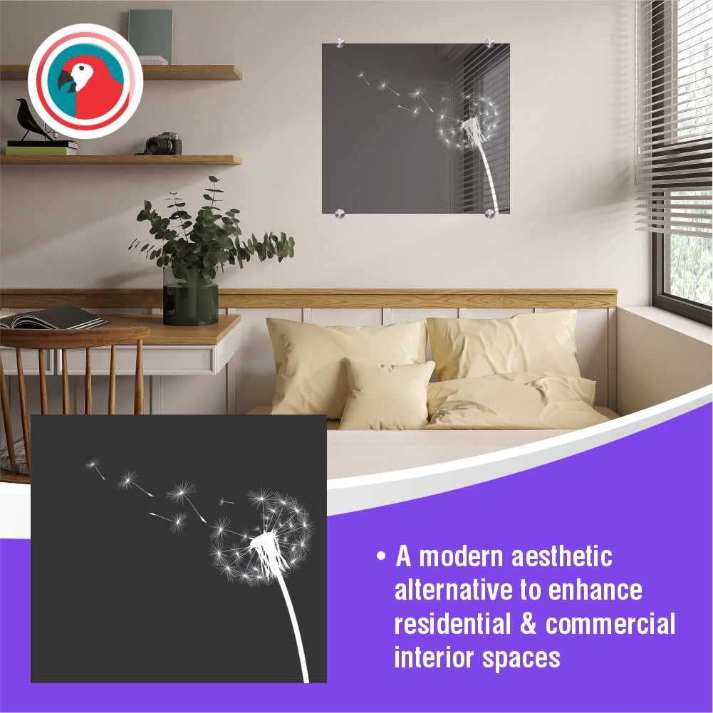 Decorative Glass Wall Tile (898 x 700 x 6mm) Dandelion