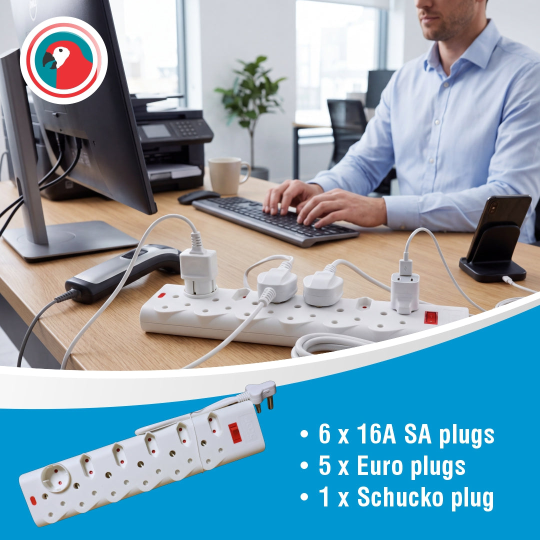 Multi Plug (6 X 16A SA And 5 X Euro And 1 X Schucko Extender)