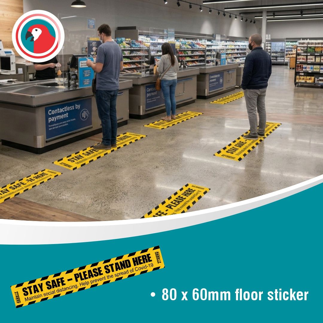 COVID-19 Social Distancing Floor Graphic (600x80mm - Pack of 10)