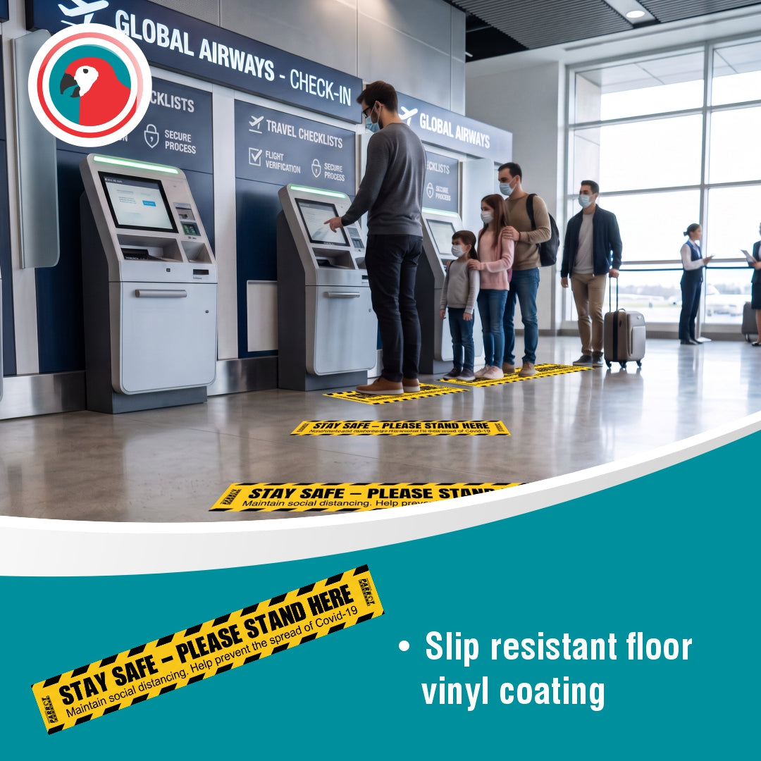 COVID-19 Social Distancing Floor Graphic (600x80mm - Pack of 10)