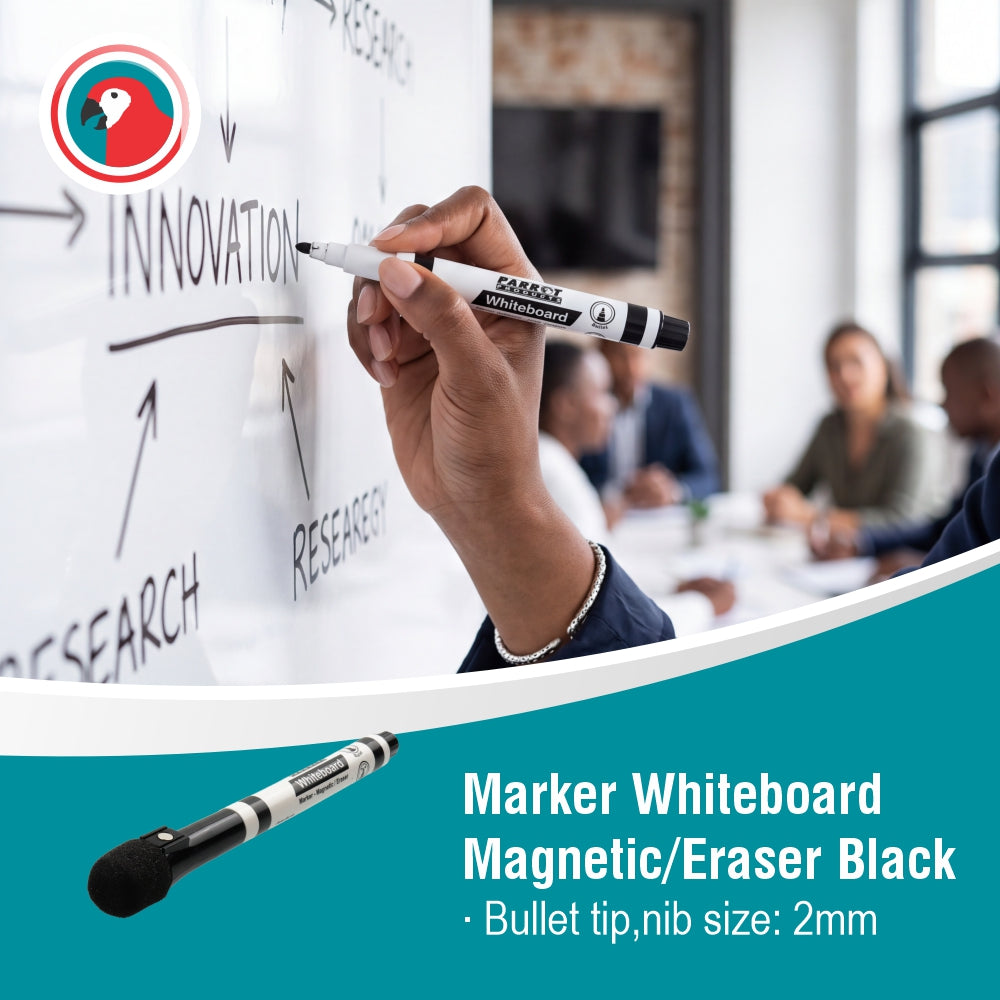 Magnetic Whiteboard Marker with Eraser (Black Single)
