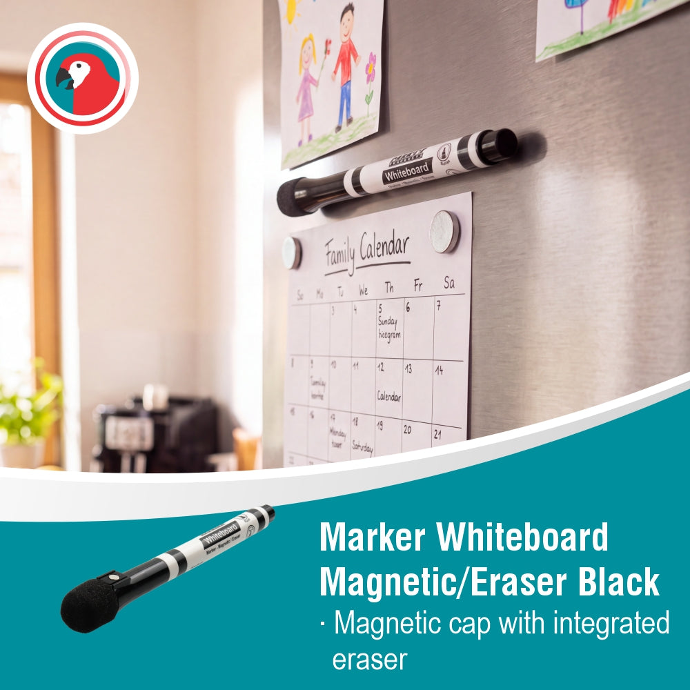Magnetic Whiteboard Marker with Eraser (Black Single)