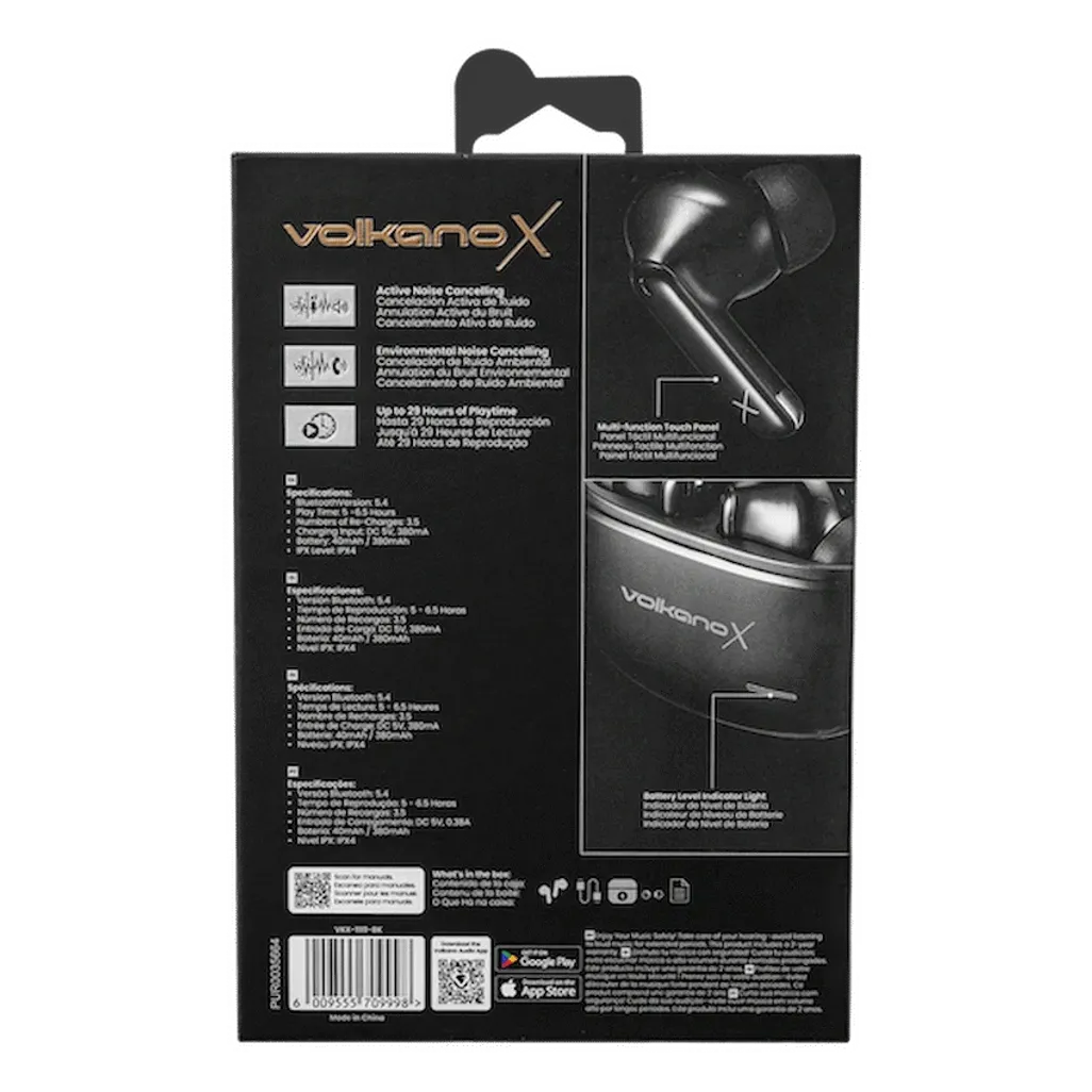 VolkanoX VXT200S Hybrid ANC TWS Earphones - Black
