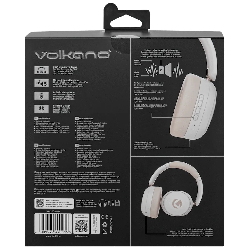 Volkano Lexi Bluetooth Headphone with ANC - Nude
