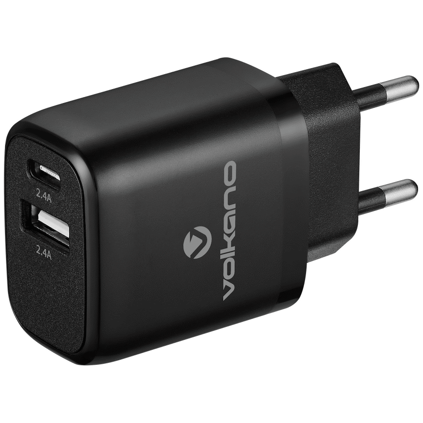 Volkano Volt-C Series Dual USB and USB-C Wall Charger with USB to USB-C Cable Included