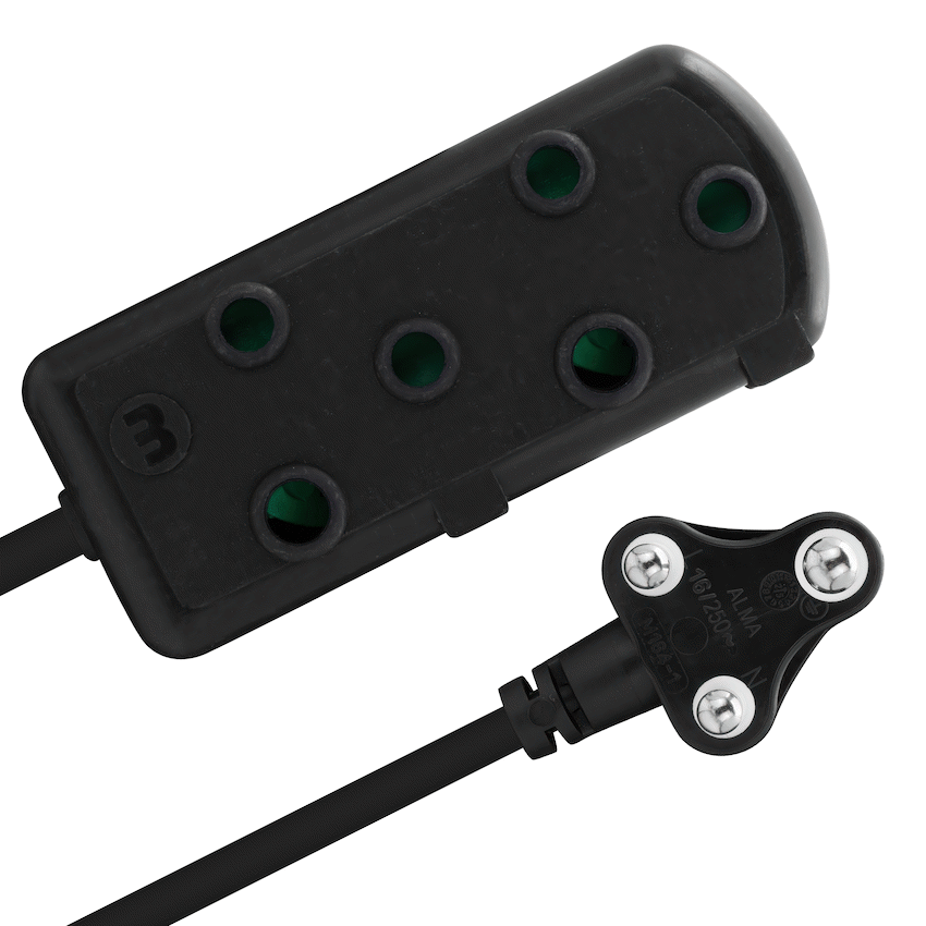 Ellies Side by Side Heavy Duty Extension Lead-5M-BK