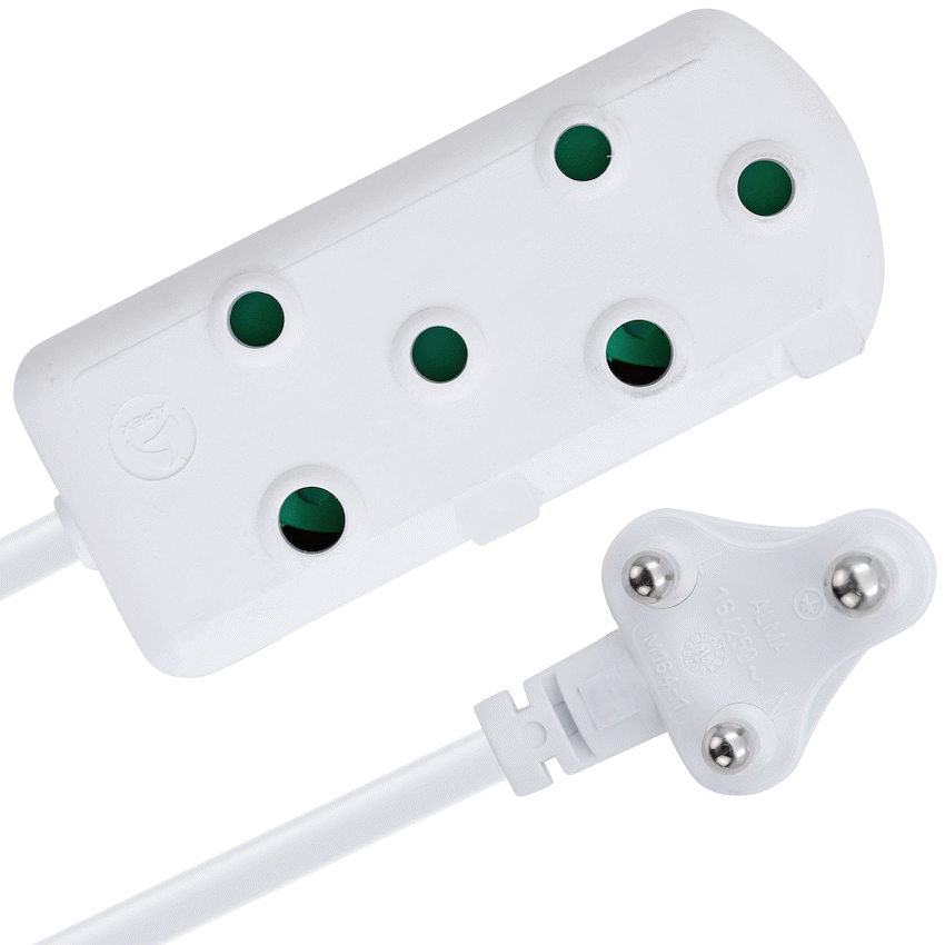 Switched Light-Duty Side-by-Side (SBS) Extension Leads 3m - WT