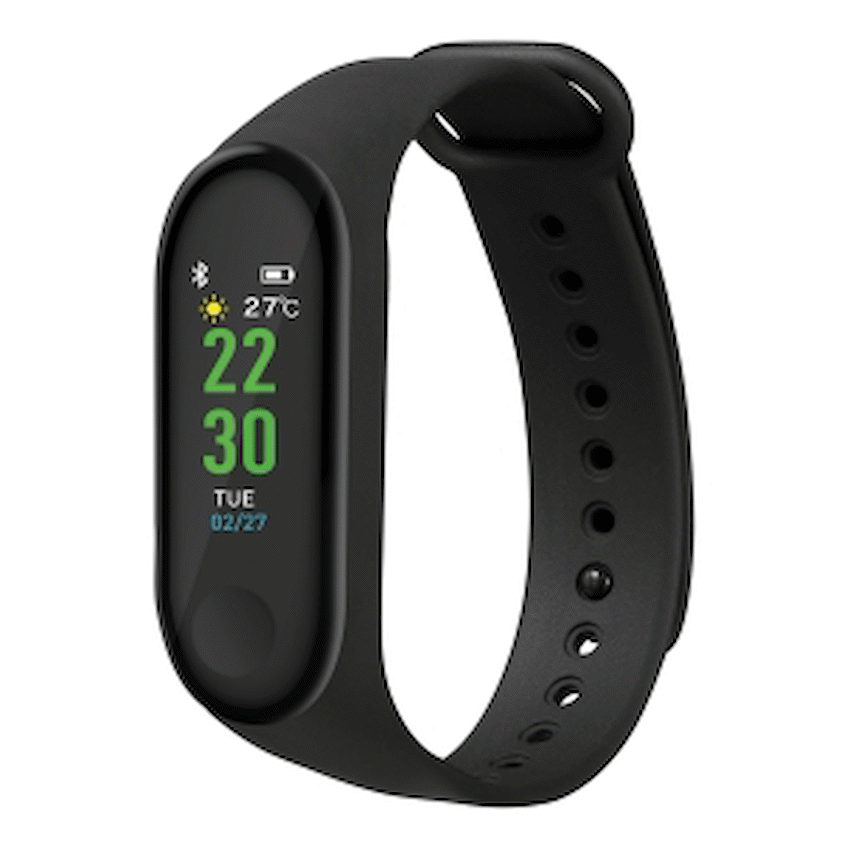 Rocka Heartbeat Series Fitness Band with Heart Rate Monitor - Black - PDQ of 10 Pcs