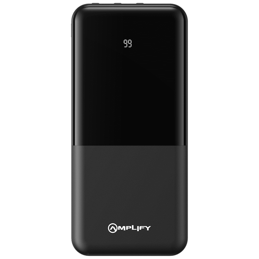Amplify 10000mAh Power Bank with Integrated Cables - Black