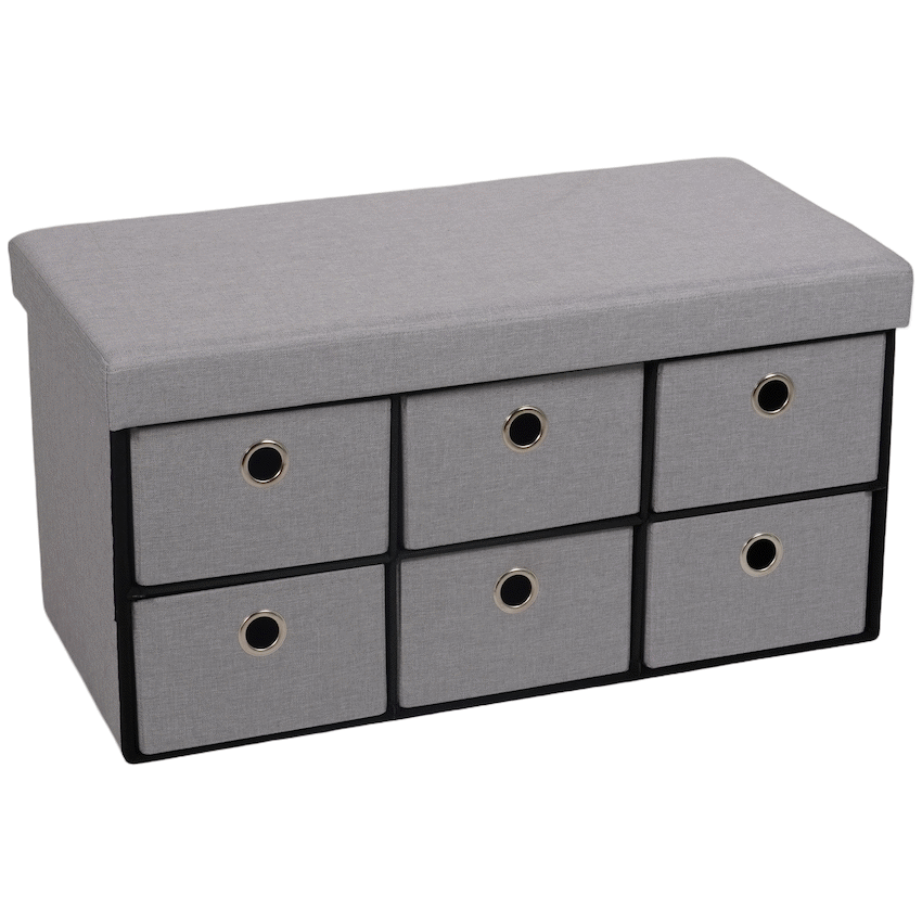 Foldable Storage Ottoman with Six Drawers