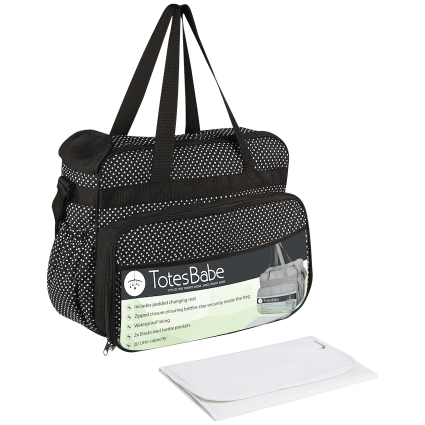 Totes Babe Vivir 20L Diaper Bag, Black