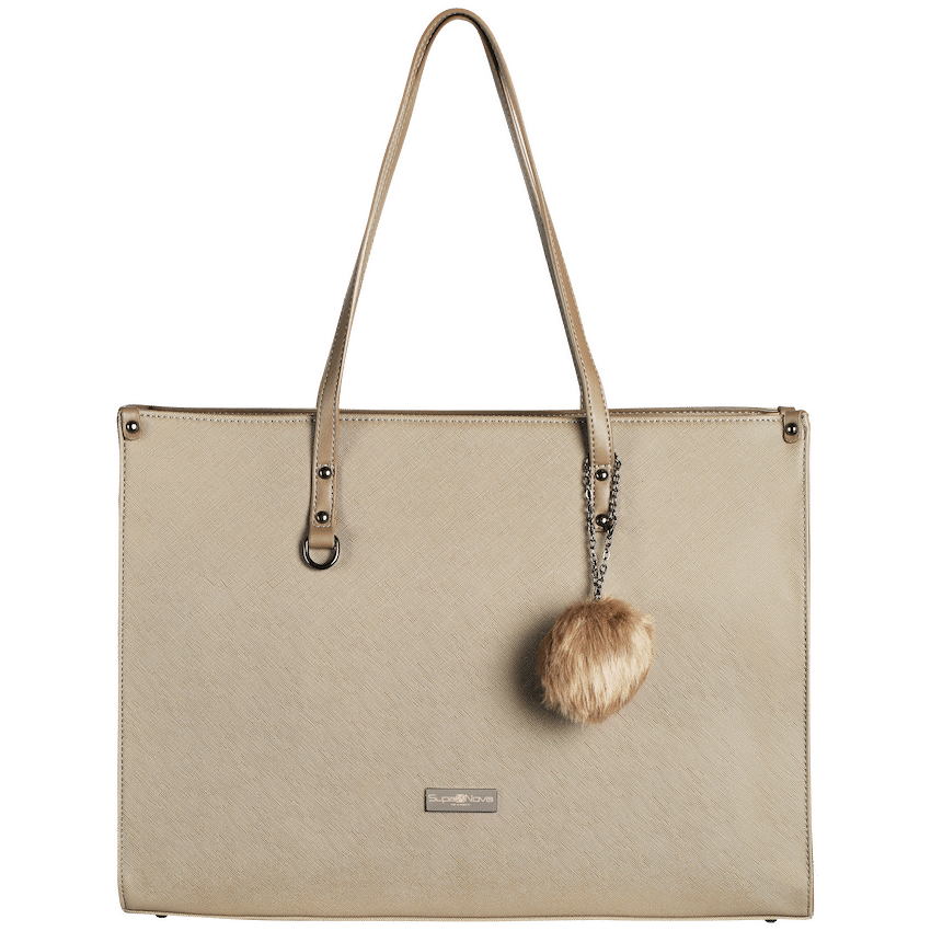Supanova Pompom Ladies Laptop Bag Taupe