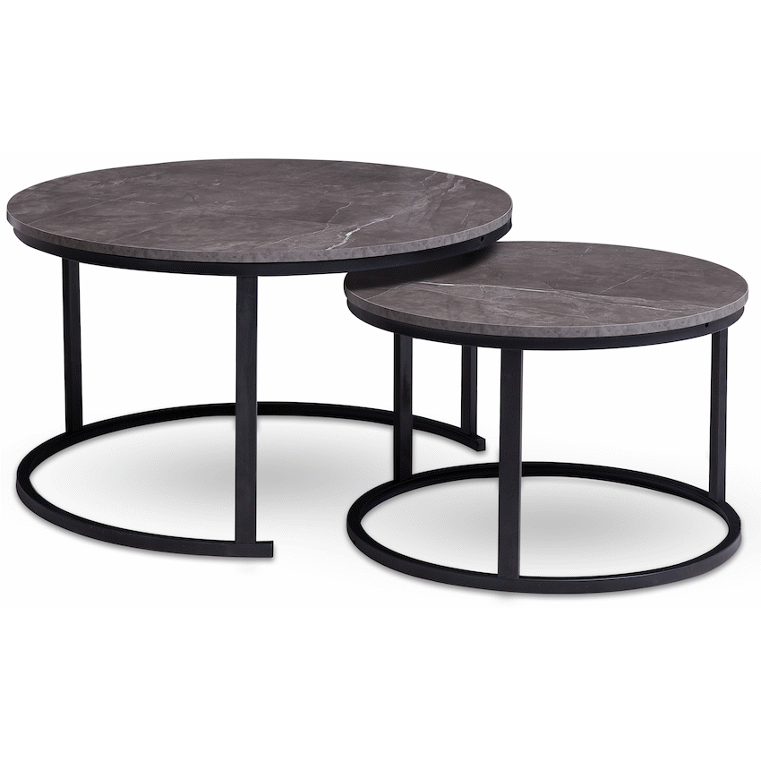 Everfurn Indus Nesting Coffee Table Marble Grey 2 - Piece