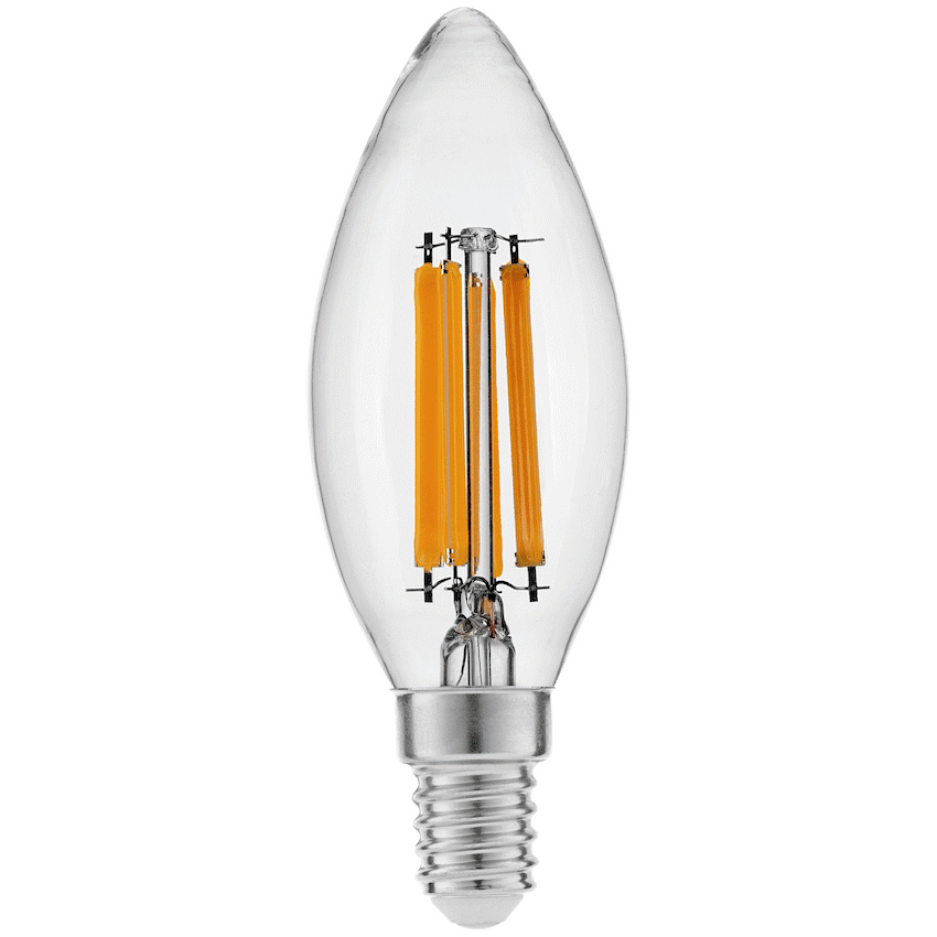 Ellies 4W C37 Candle Clear LED Filament Bulb - E14 - WW