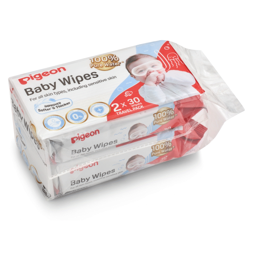 Pigeon - Baby Wipes 30s 100% H2O 2-in-1 Pack
