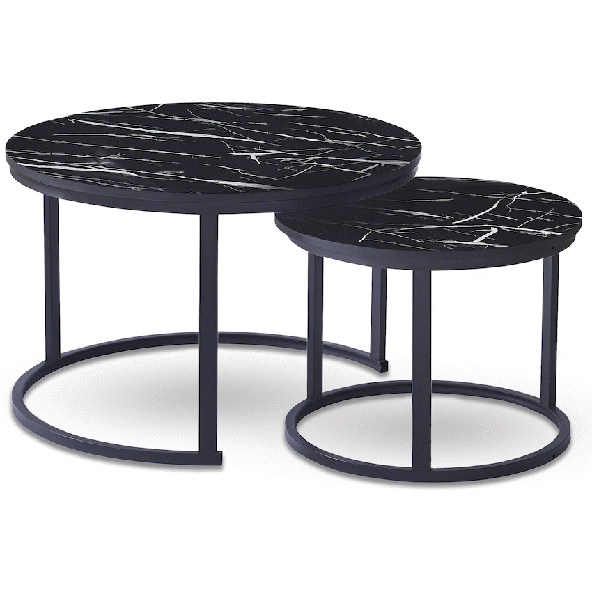 Everfurn Indus Nesting Coffee Table Black 2 Piece
