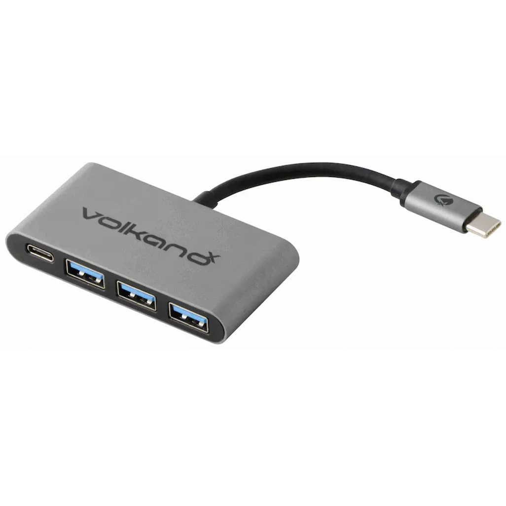VolkanoX Core Hub series USB Type C to 3x USB 3.0 plus Power - 10cm - Charcoal