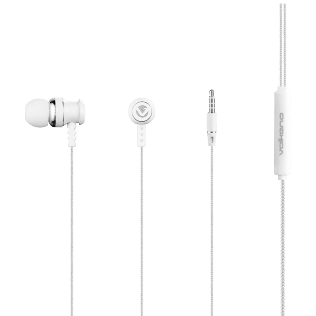 Volkano Earphones with Mic - Stannic Series - White