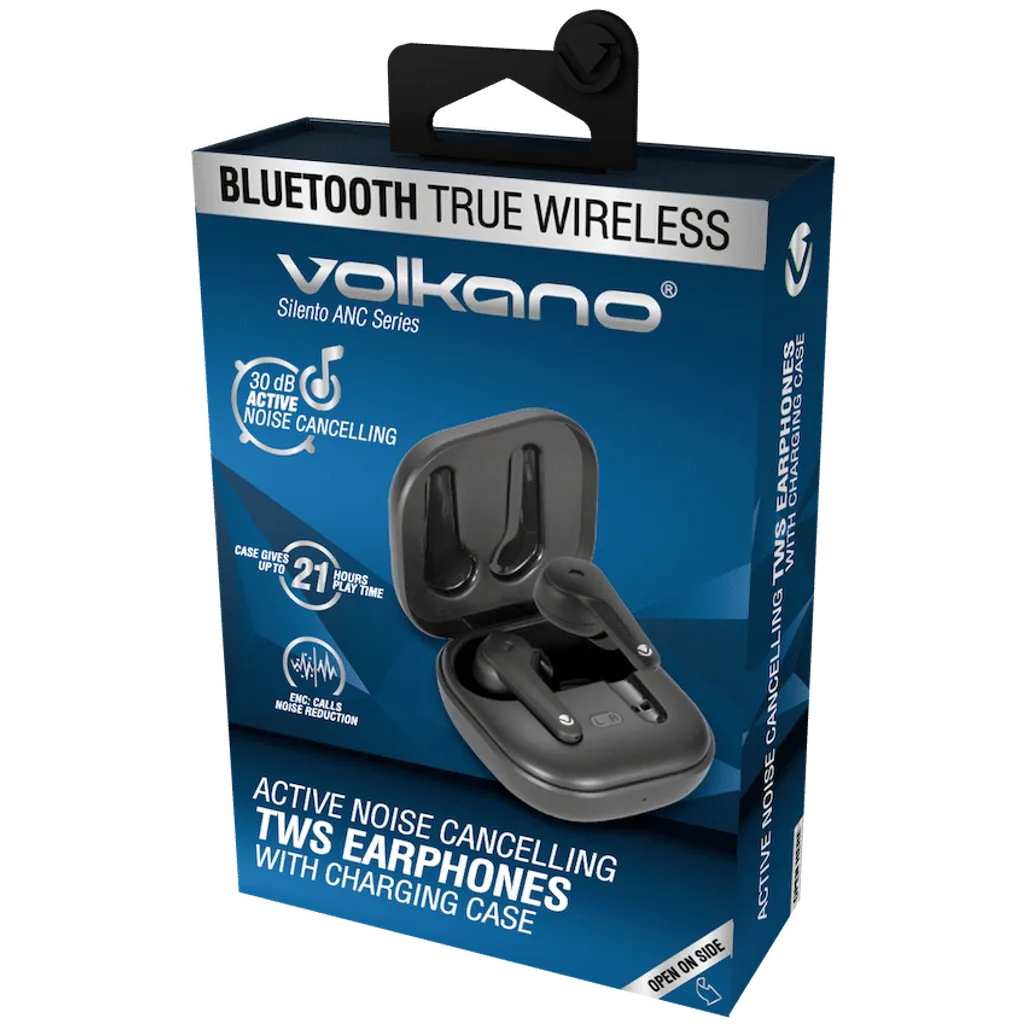 Volkano Silento ANC Series True Wireless + Charging Case - Black