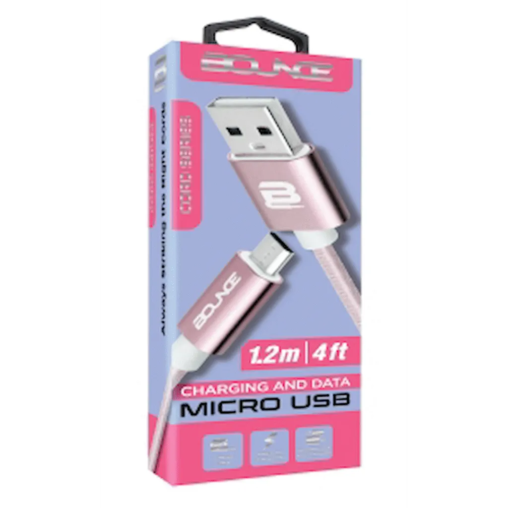 Bounce Cord Series Micro USB Braided Cable 1.2m - Rose Gold