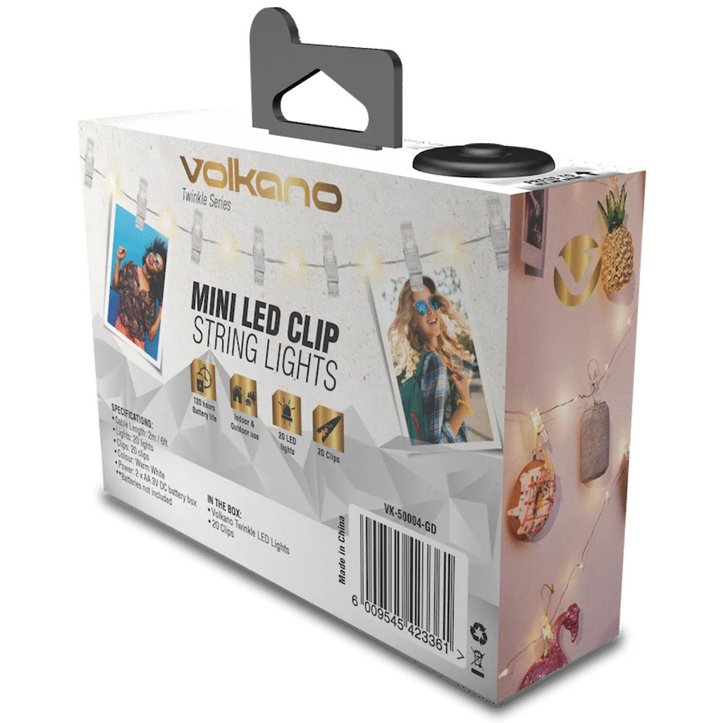 Volkano Twinkle Series Photo Clips with LED Lights - Gold