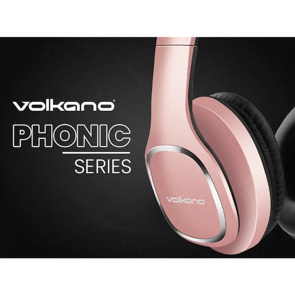 Volkano Phonic Series Bluetooth Full-Size Headphones - Rose Gold