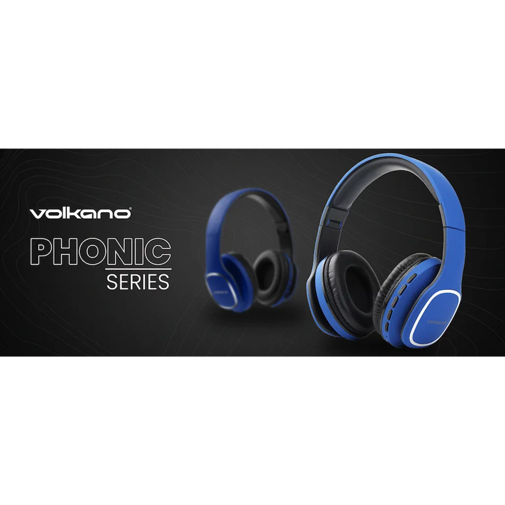 Volkano Phonic Series Bluetooth Full Size Headphones - Blue