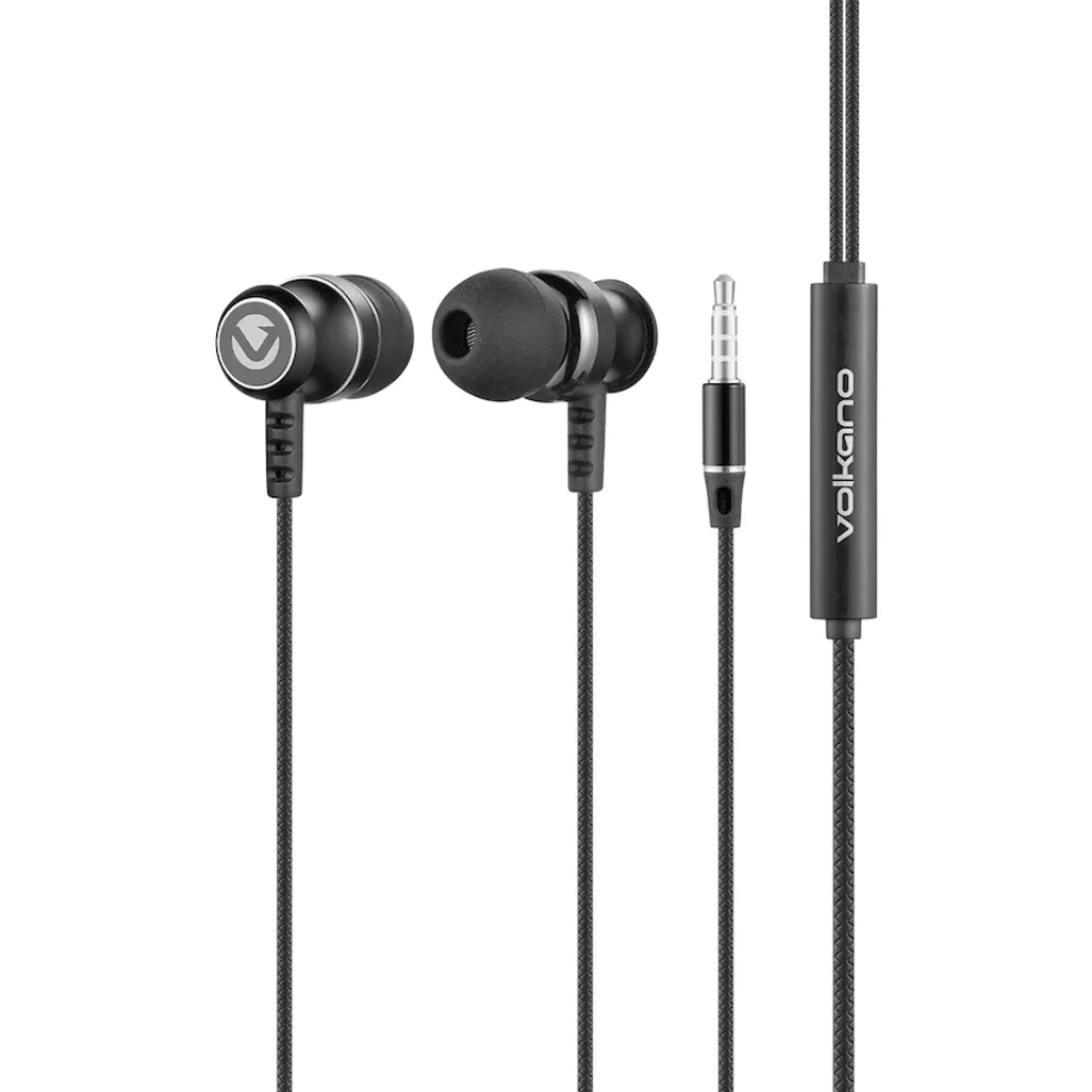 Volkano Earphones with Mic - STANNIC SERIES - Black