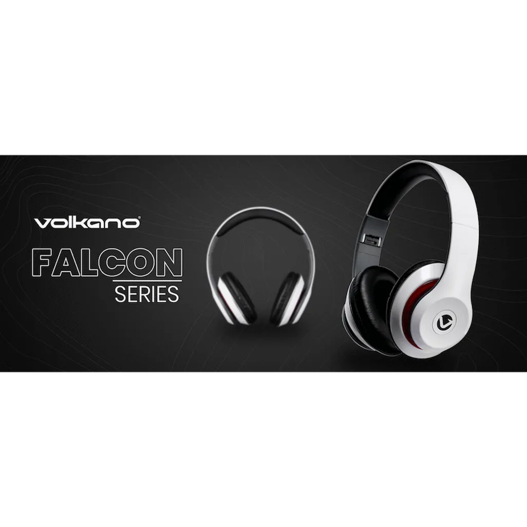 Volkano Falcon Series Headphones with Microphone - White