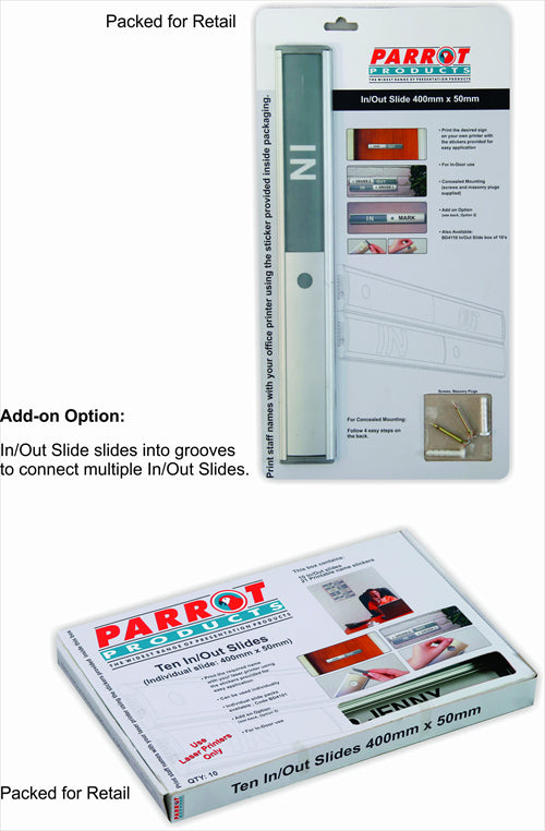 IN / OUT Slide (400*50mm - 10 Boxed - Retail)