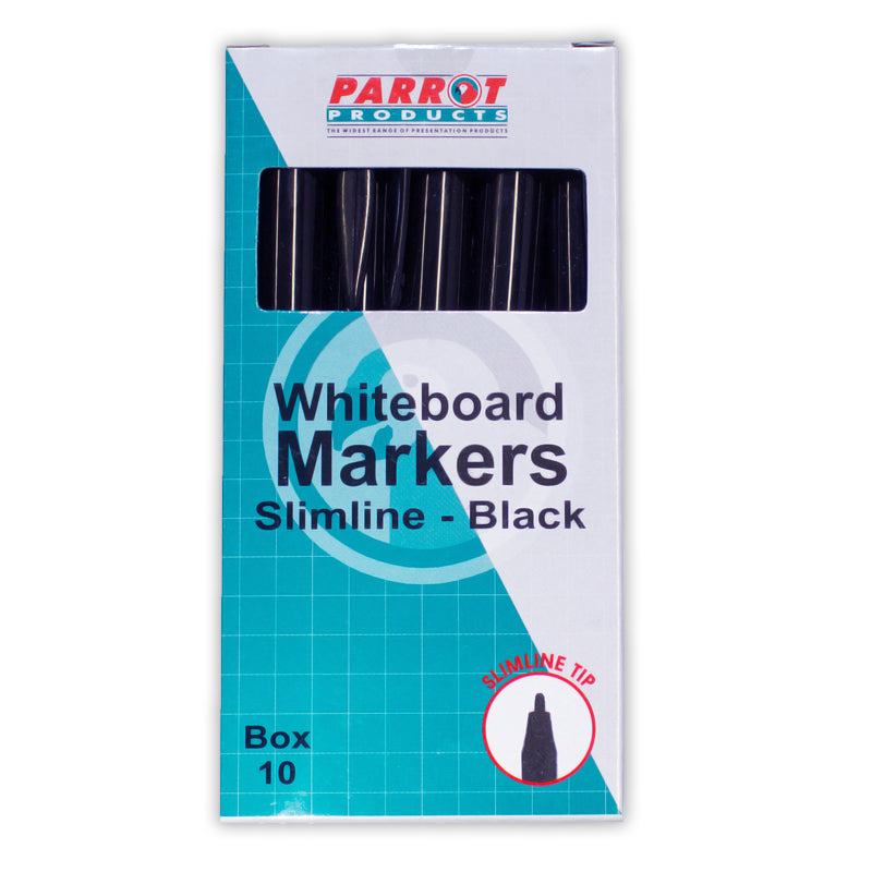 Whiteboard Markers (10 Markers - Slimline Tip - Black)