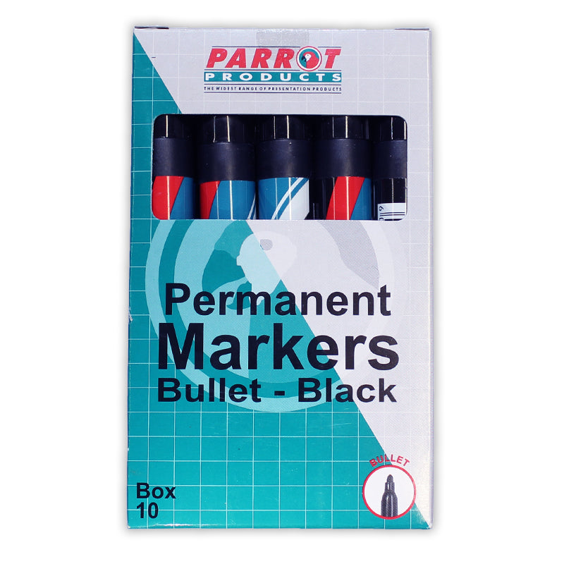 Permanent Markers (Bullet Tip - Box 10 - Black)