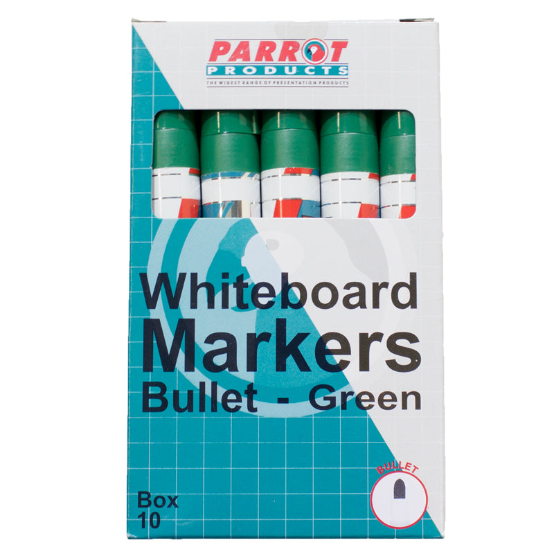 Whiteboard Markers (10 Markers - Bullet Tip - Green)