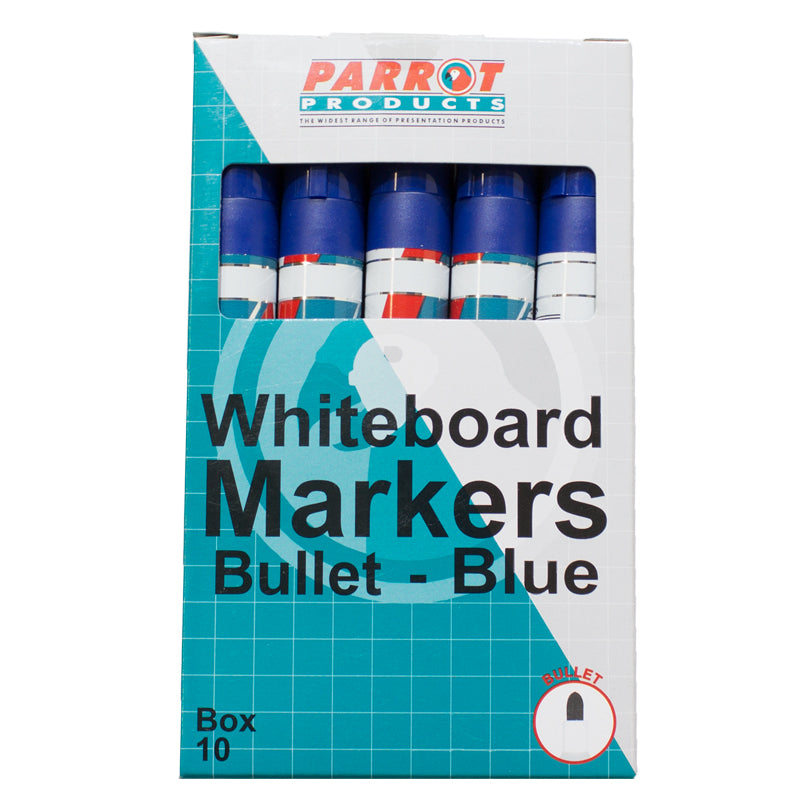 Whiteboard Markers (10 Markers - Bullet Tip - Blue)