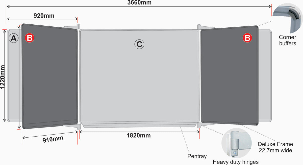 Educational Board Magnetic Whiteboard (1220*910 - Squares and Lines - Swing Leaf - Option B)