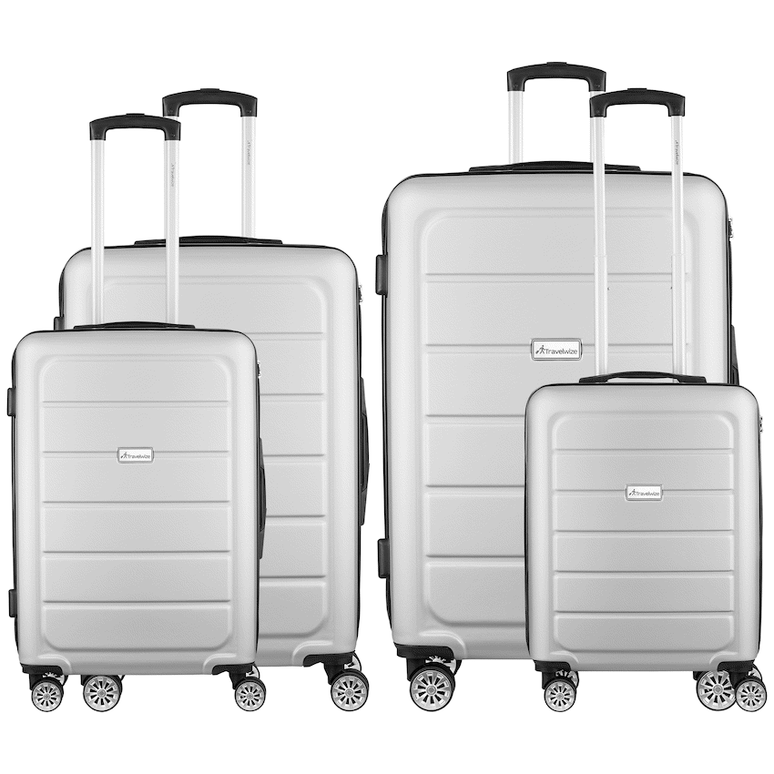 Travelwize Maple ABS 4-Wheels Spinner 4Pc Luggage Set Silver