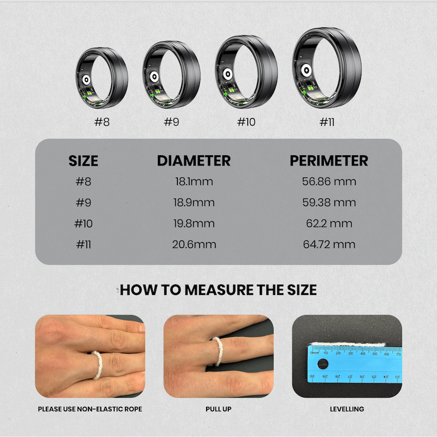 Volkano Ring Series Smart Ring with Charge Case - Black 19.8mm