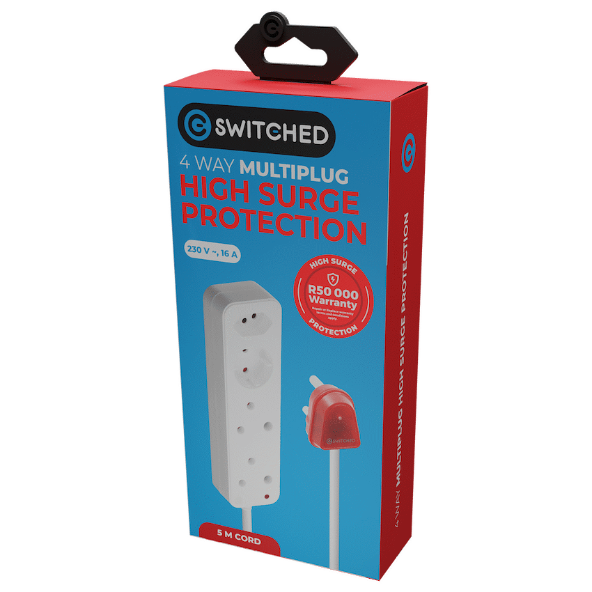 Switched High Surge 4-Way Multiplug 0.5m 1140J