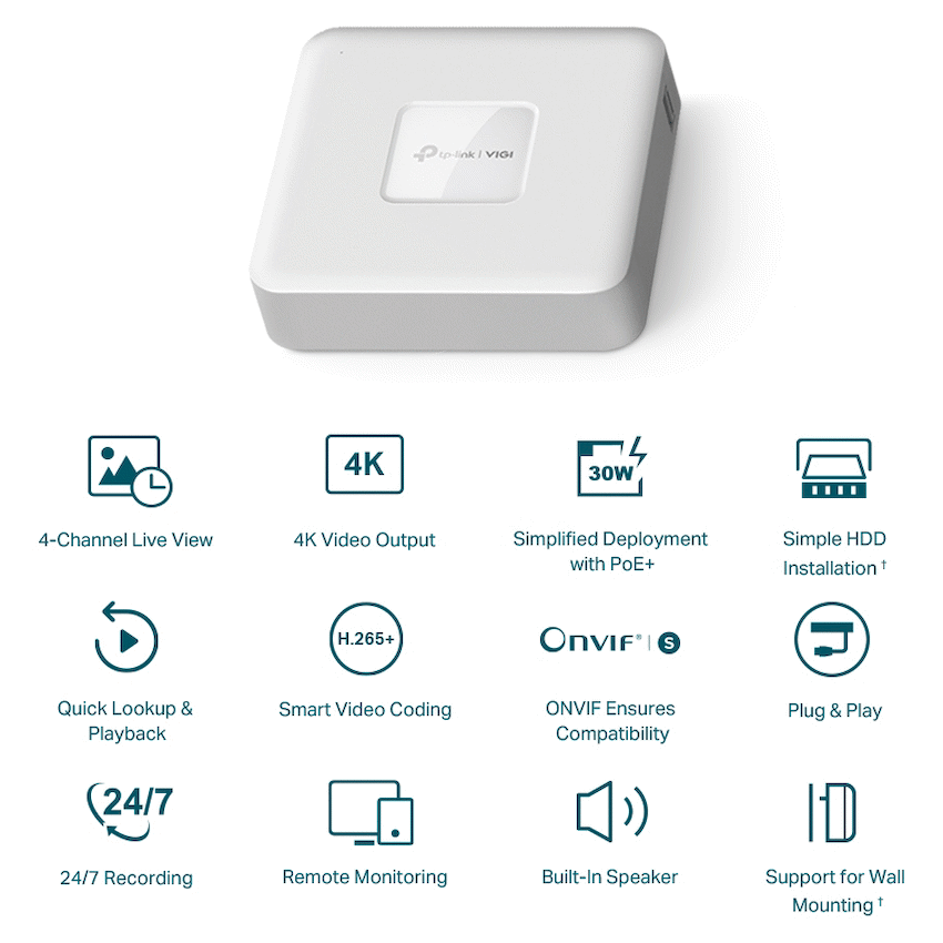 TP-Link VIGI 4-Channel POE+ NVR